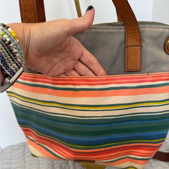 Fossil Striped Tote Bag Purse - Picture 5 of 16